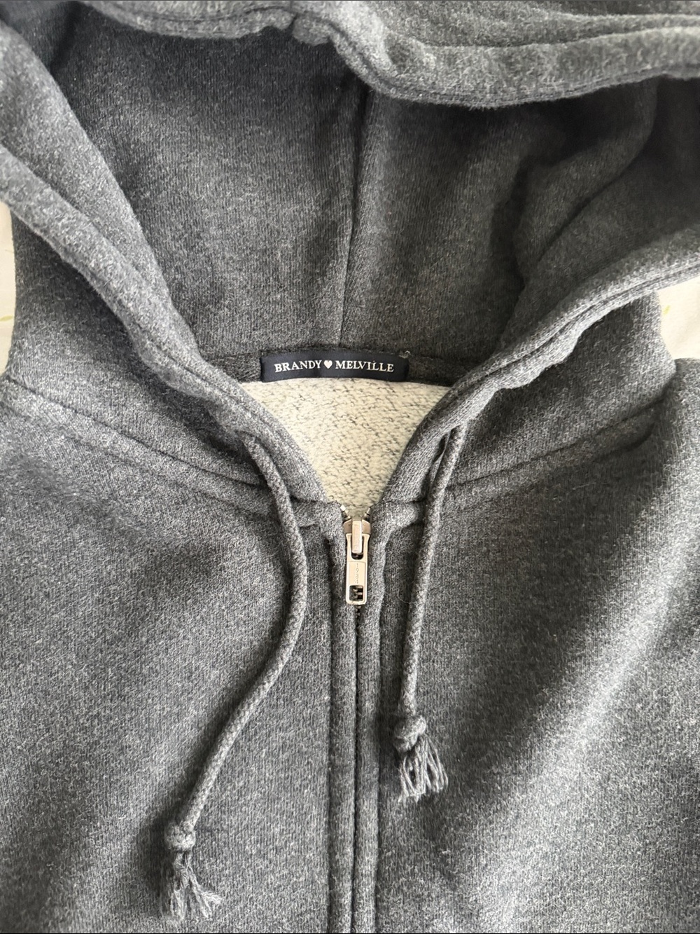 brandy melville gray cropped christy zip up hoodie charcoal